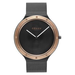 Obaku Men's Note Black Dial Watch - V285GXMBMB